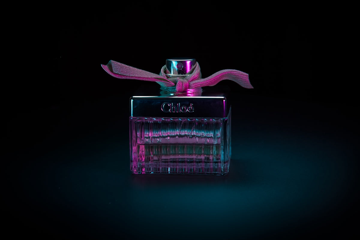 Purple glass perfume bottle