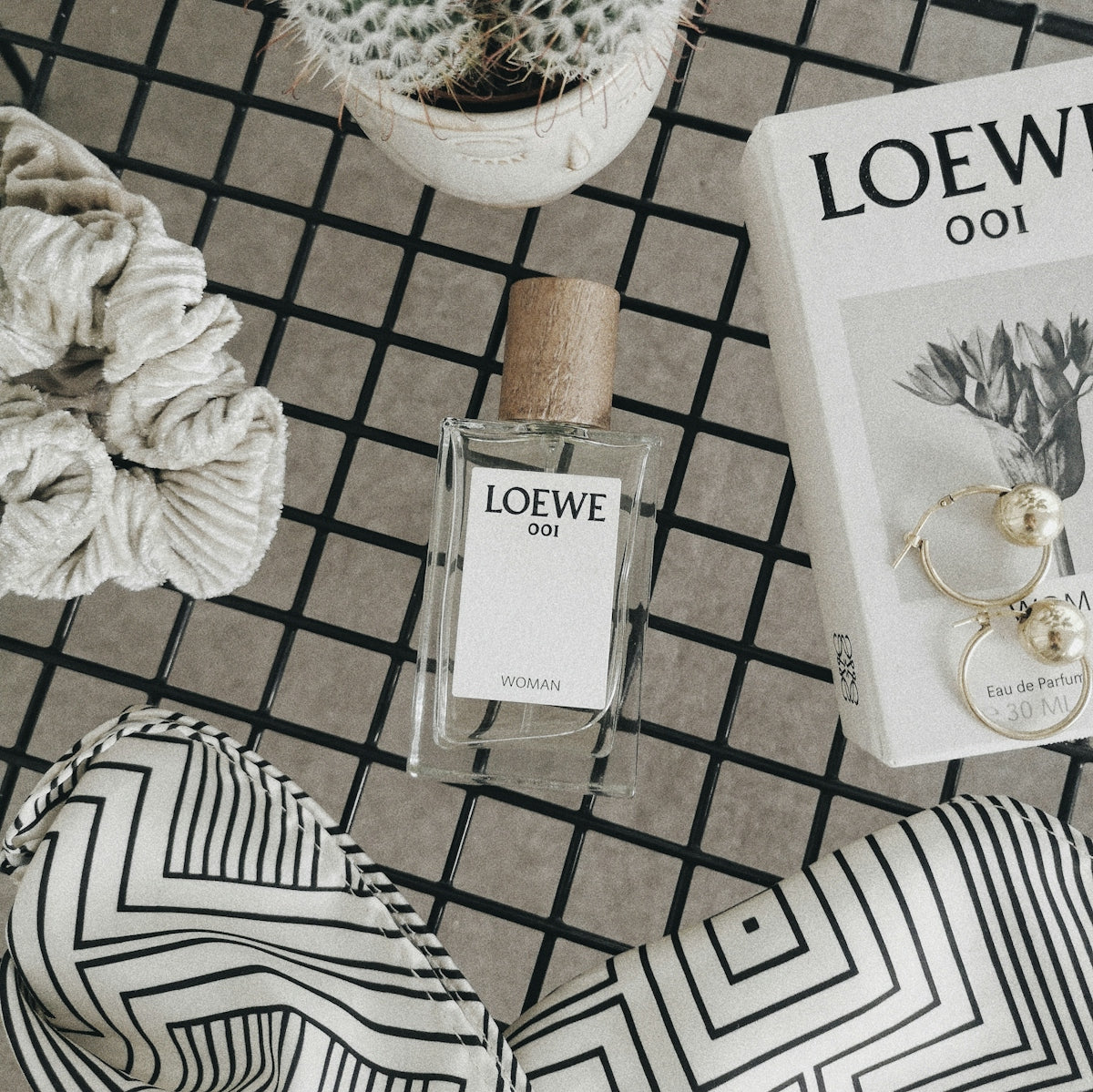 White and black striped textile