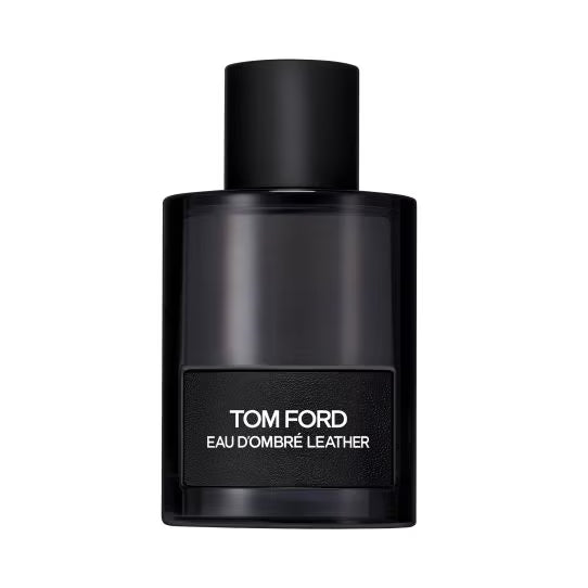 Black tom ford perfume bottle on a white background