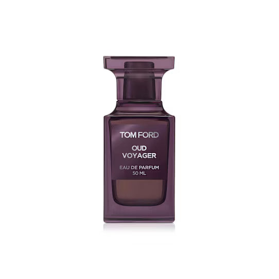Tom Ford Oud Voyager perfume bottle on a white background