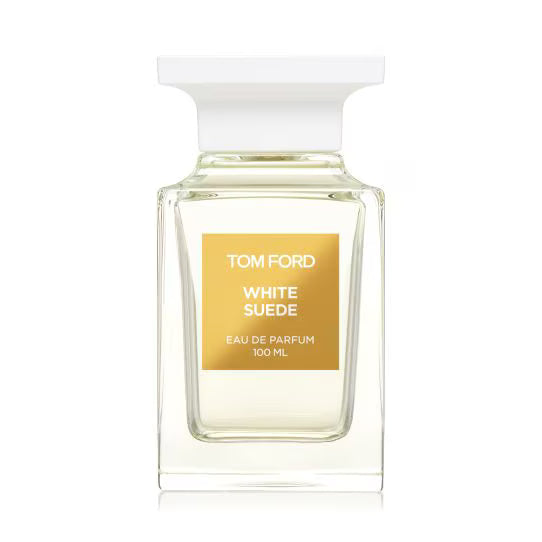 Tom Ford White Suede perfume bottle on a white background